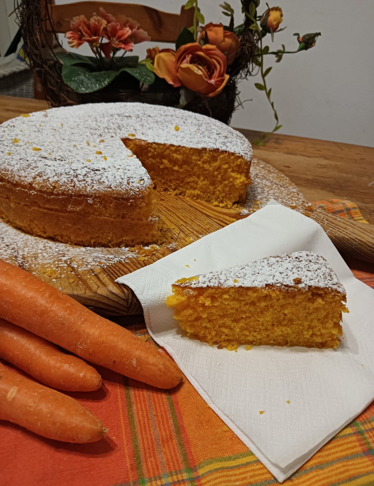 Torta di Carote con Farine Naturali Senza Glutine e a basso Contenuto di Nichel